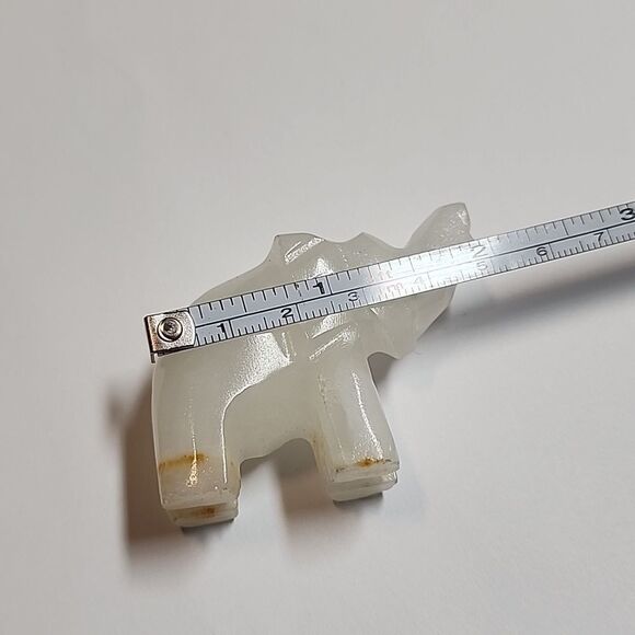 White Glass Elephant Figurine Trunk Raised Good Luck - Picture 3 of 3